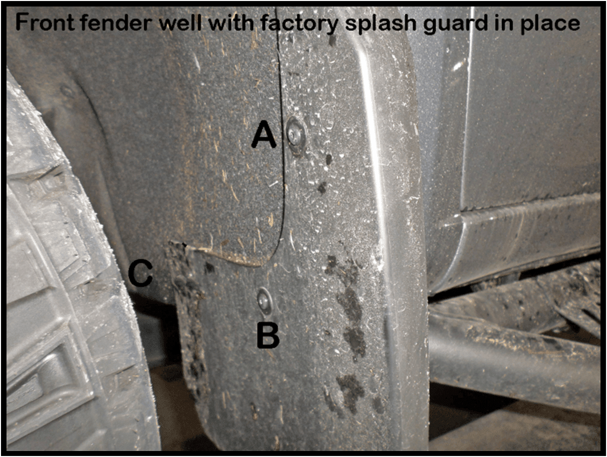 The Available Measurement Holes the Chevy 1500  Front  2019 – Current BlackLine