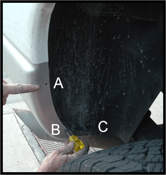 The Available Measurement Holes the Dodge 2500/3500  Rear