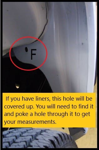 The Available Measurement Holes the Chevy 2500/3500  Rear 2007.5 – 2014 BlackLine